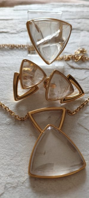 Conjunto Cristal de Rocha Perolado.