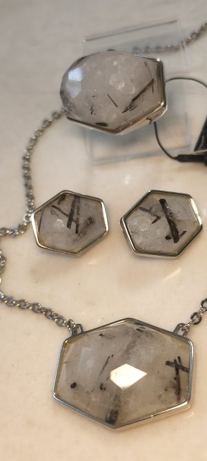 Conjunto luxo Quartzo Grafitado