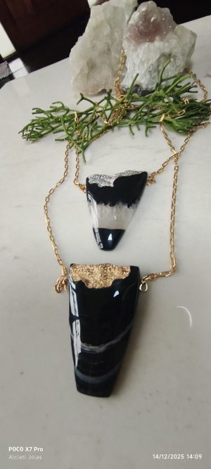 Colar longo Ágata e Drusa