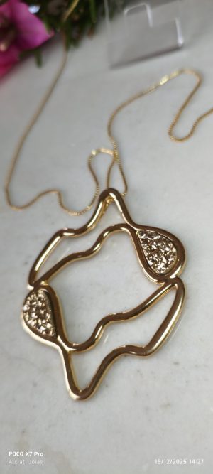 Colar Longo Drusa Dourada