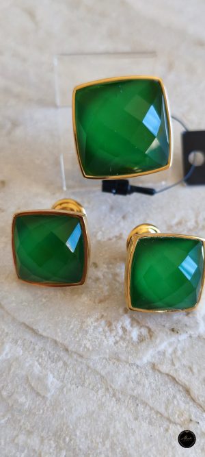 Conjunto Cristal de Rocha Verde Bandeira