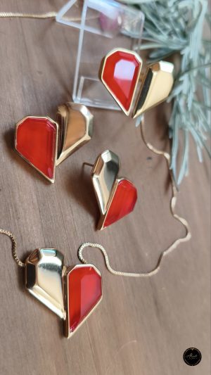 Conjunto Quartzo Cristal Vermelho